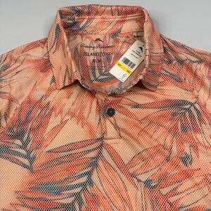 Tommy Bahama Floral Performance Polo Shirt Mens Medium Orange IslandZone NWT
